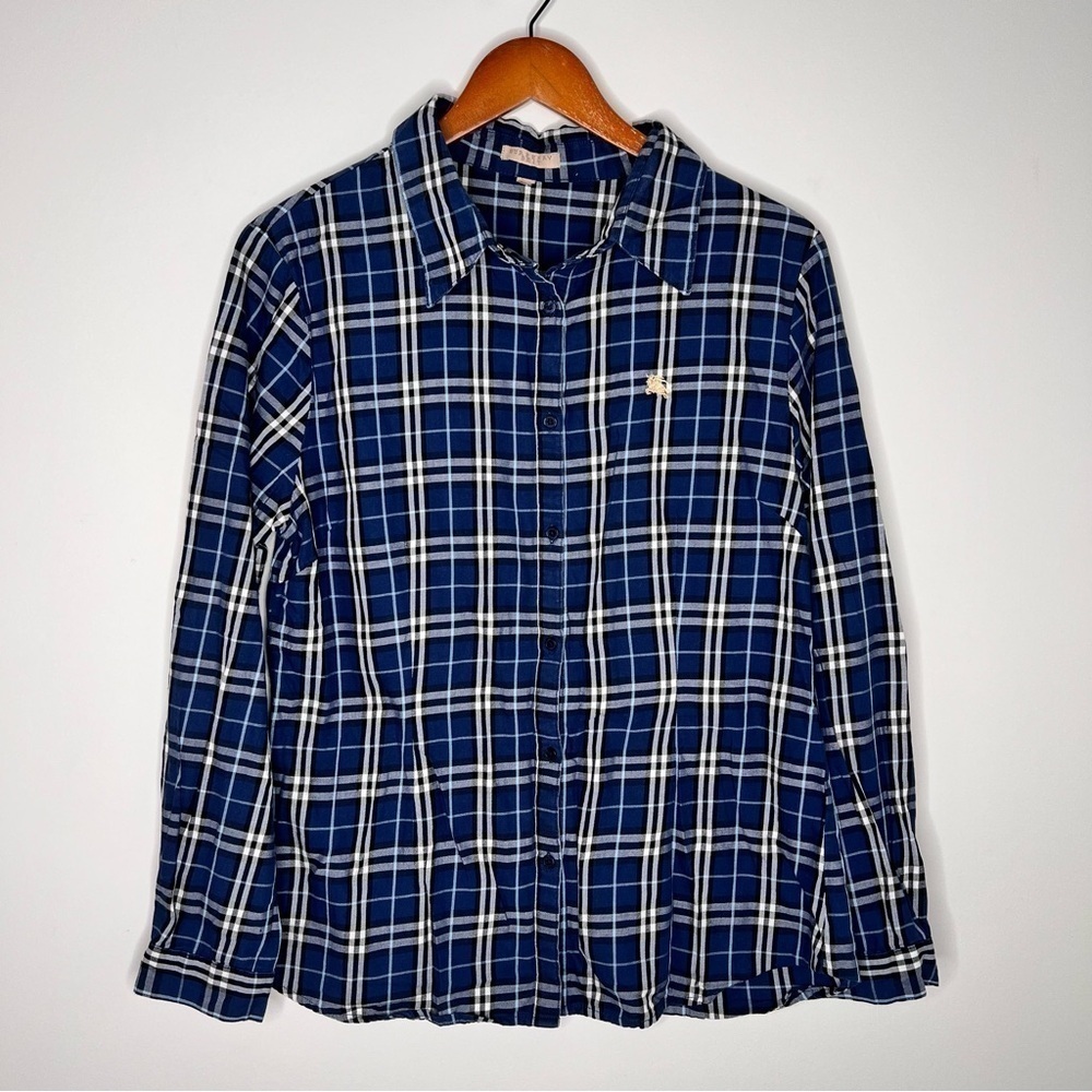 Burberry Brit Blue Nova Check Button Up Top Shirt Mens S